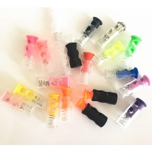 10Pcs Plastic Double color Toggle Spring Clasp Stopper 2-Hole String Cord Locks