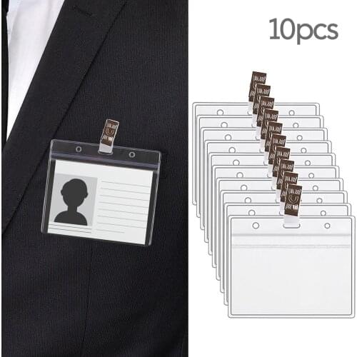10pc Work Badge ID Card Holder Cover Office School Health Card Vaccine Protective Case Waterproof Plastic Soft Card Case #40