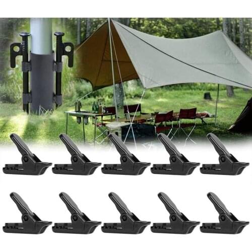 10 Pcs Outdoor Camping Tent Clamps Tarp Clips Plastic Alligator Clip Hook Canvas Tighten Tool Tents Accessories