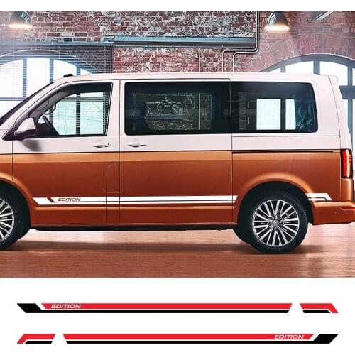 For Volkswagen Multivan T5 T6 Car Door Side Skirt Stickers Auto Vinyl Film Decals Automobile Styling Car Tuning 2Pcs 226*8cm