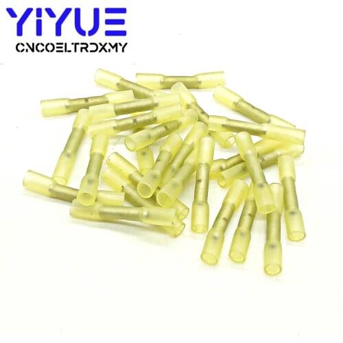20pcs Waterproof Insulated Heat Shrink Butt Terminal Connector Wire Electrical Yellow Crimp Cable Sleeve 26-22AWG