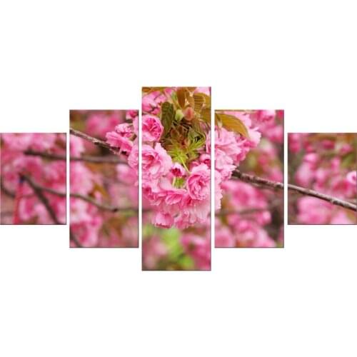 5 Pieces poster canvas Wall Art pink Peach blossom Decoration art oil painting Modular pictures on the wall sitting room Framd