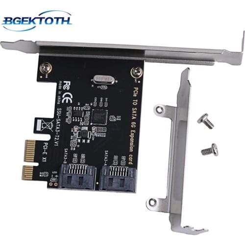 New PCIe PCI Express to 6G SATA3.0 2-Port SATA III Expansion Controller Card Adapter Feb6