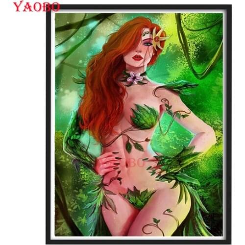 5D DIY Diamond Painting Sexy Leaves Girl Cross Stitch Full Drill Embroidery Diamond Mosaic Picture Christmas Gift Home Decor
