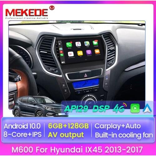 6+128 Android 10.0 NO DVD 2 Din Car Radio Multimedia Video Player Navigation GPS for Hyundai IX45 Santa Fe 2013 2014 WIFI DSP