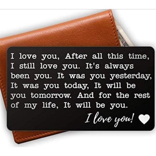 Engraved I Love You Wallet Metal Card - Wallet Insert -Groom Gift, Husband Gift, Anniversary Gift for Boyfriend Wallet Inserts