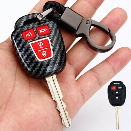 Carbon Fiber ABS Car Remote Smart Key Fob Case Cover Shell Keychain Fit For Toyota Corolla Camry RAV4 Highlander Accessories