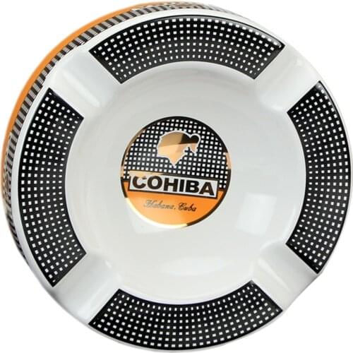 COHIBA Big Ceramic Ashtray Home Table Portable Cigar Ashtray Rest Outdoor Ash Tray 4 Holder Cigar Cigarette Ashtrays