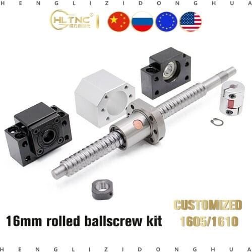 Cnc machine parts SFU/RM1605 set rolled ball screw end machined+flange nut+housing dsg16h+BKBF/EKEF/FKFF12 end support+coupler