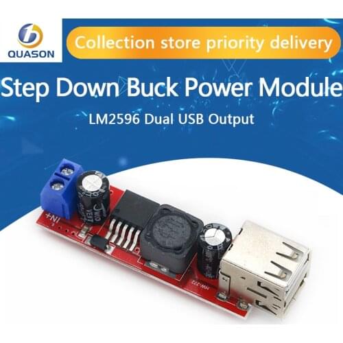 Dual USB Output DC-DC Step Down Buck Power Module 9V/12V/24V/36V to 5V USB 3A for Vehicle Charger LM2596