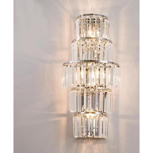 French warmly Crystal wall lamp hotel Hall Vertical wall light fixture E14 led Rectangular Luminaire Restaurant Project sconce