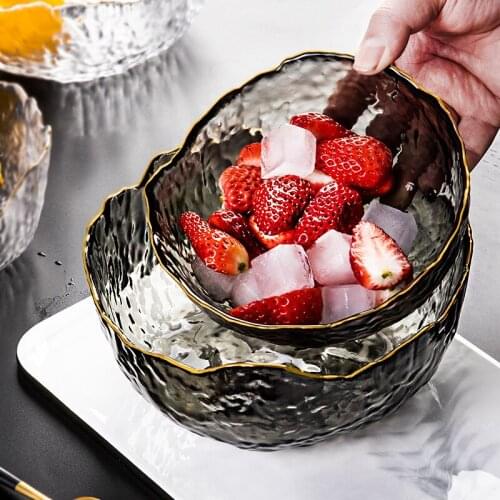 Crystal glass bowl creative irregular salad bowl vegetable bowl fruit dessert bowl household tableware fruit plate