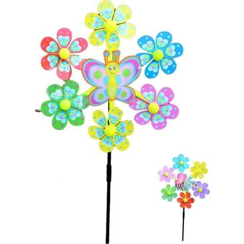 Good Quality Windmill Toy Cartoon Print Mini Ferris Wheel Design Realistic Form Plastic Kids 6-Leaves Pinwheels for Children