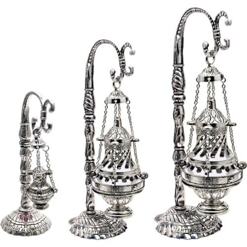 Ornate Catholic Church Hanging Censer, Charcoal Incense Burner, Censer Incense Holder with Chains - Great for Yoga Aromatherapy