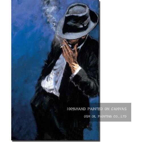 Artist Hand-painted High Quality Smoking Man Oil Painting On Canvas Handmade Smoker Oil Painting For Bar And Pub Decoration