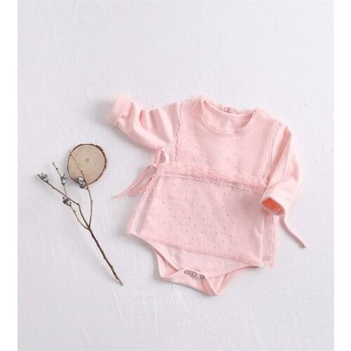 Long sleeve romper baby girls cotton mesh 2pc clothing set infant newborn baby jumpsuit toddler girls onesie overalls children