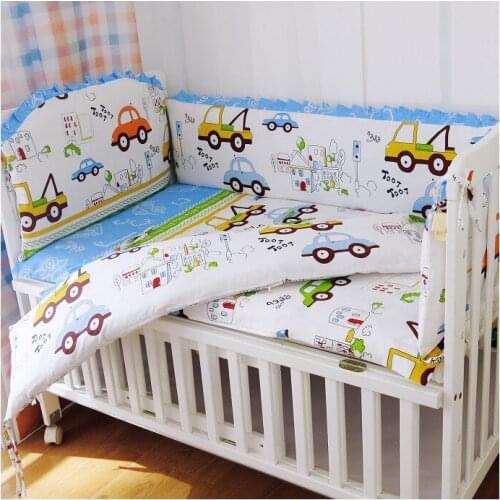 6PCS Infant/Newborn Bedroom Bedding Set,Baby Bedding Set Cushion toddler bedroom decor (4bumpers+sheet+pillow cover)