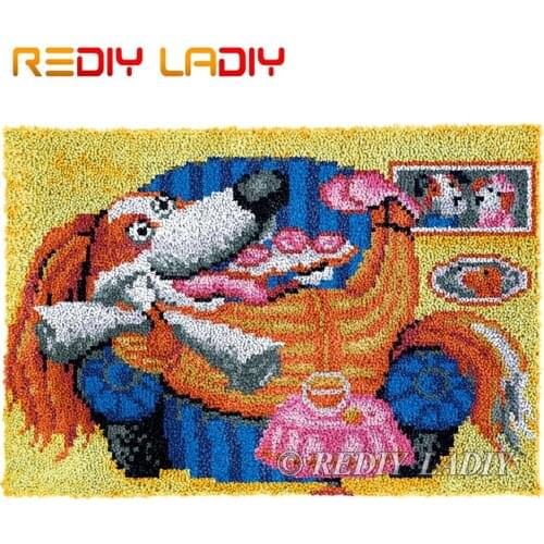 Latch Hook Rug Happy Puppy Chunky Yarn Tapestry Kits DIY Carpet Rug Knitted Floor Mat Crocheting Cushion Arts & Crafts 85*58cm