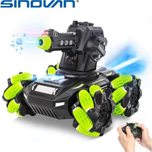 Sinovan RC Tank Shooting Water Bullets 360°Rotating Water bomb RC Car 2.4Ghz Remote Control Toys with LED Spray Toy for Kid Gift