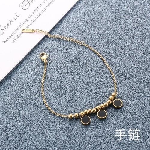 Fashion Jewelry titanium steel Bracelets, Titanium steel rose gold black circular bead bracelet, No allergies, no fading