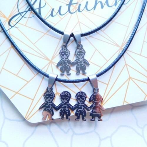 HC 2021 Fashion Stainless Steel Choker Jewelry Trendy Family Member Pendant Women Men Girl Baby Necklace Vintage Rope Chain Gift