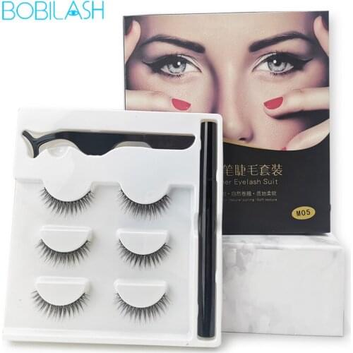 Magnetic Eyelash Set For Eyelashes Extension Includes Magnetic Liquid Eyeliner & 3 Pairs Magnetic Eyelashes And Tweezers