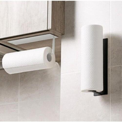 Wall Mounted Kitchen Self-adhesive Roll Paper Holder Towel Storage Rack Tissue Hanger Bathroom Accessories Support Dropshipping
