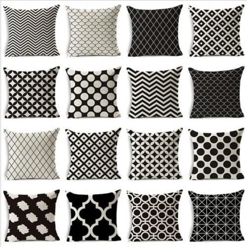 Nordic Geometric Cushion Cover Cotton Linen Black and White Polyester Throw Decorative Pillow Case Car Chair Sofa Bed Home Decor