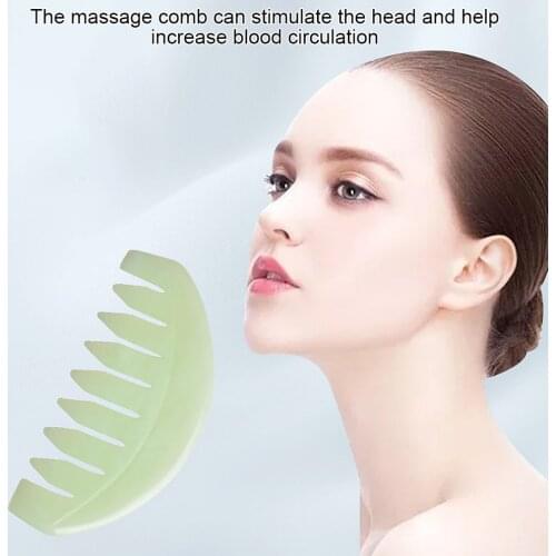 New 1PC Jade Massage Comb Head Massager Hair Brush Gua Sha Board Stone Body Massage Brush Scalp Massager