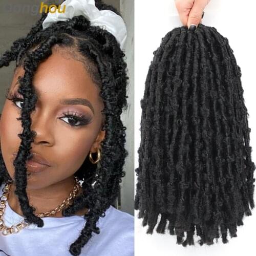 New Styles Crochet Hair Distressed Butterfly Locs Braiding Hair For Black Women African American Bob Butterfly Curly Faux Locs