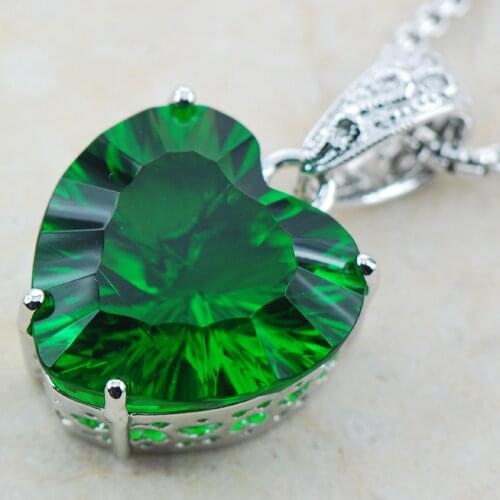Huge Concave Cut Simulated Emerald 925 Sterling Silver Pendant TE570