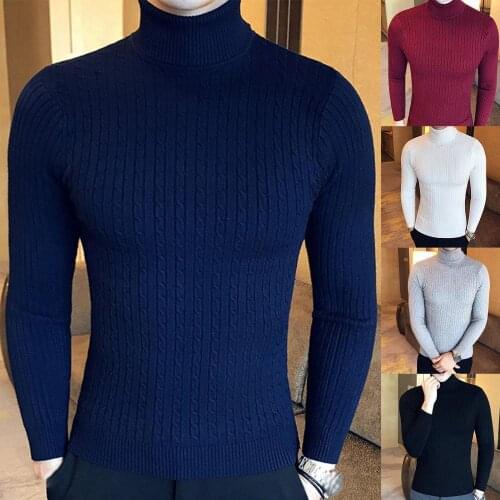 Hot Winter Warm Mens Cotton Turtle Neck Turtleneck Long Sleeve Solid Sweater Stretch jumper Plus Size Costume Clothing свитер