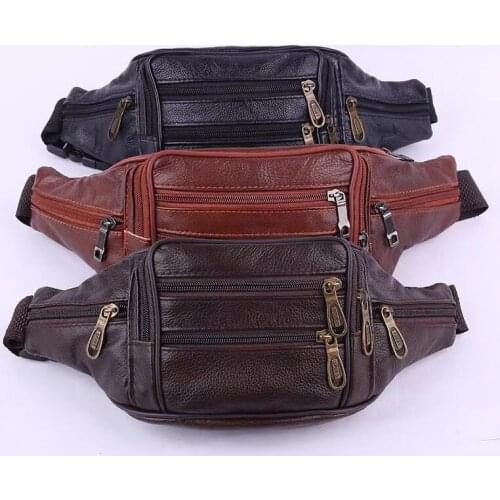 Genuine Leather Waist Bag men Waist Pack Waist Bag Funny Pack Belt Bag Men Waist Bag For Phone Pouch Bolso