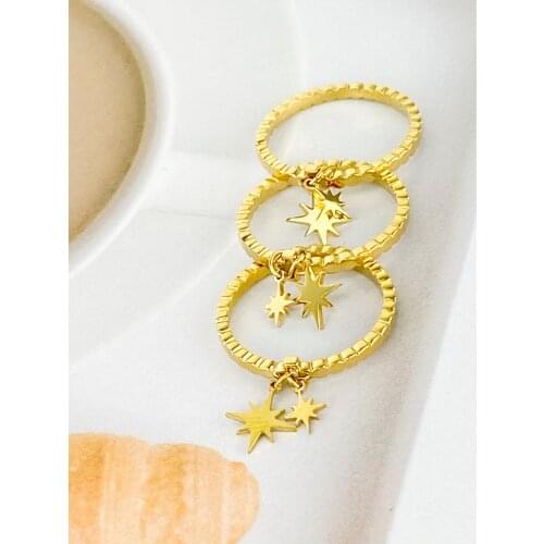 Star Girl Ring Hot Sell Classic Style Gold Color Luxury Women Fashion Stainless Steel Roxi Jewelry