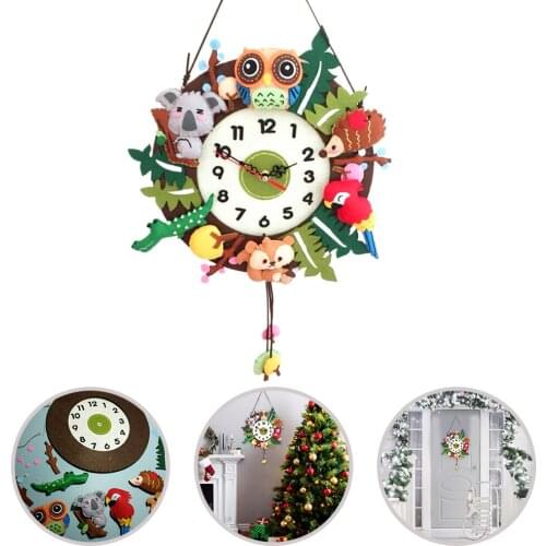 DIY Hand-Made Christmas Forest Animal Wall Clock Kids Sewing Craft Kits Forest Woodland Animal Kids Room Decor High Quality