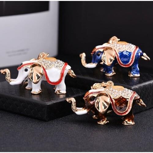 Elephant Rhinestone Keychains Creative Elephant Shape Car Key Chain Ring Metal Keyring Holder Charm Bag mall Gift