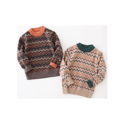 2021 Childrens Sweaters Autumn Winter Plus Velvet Sweater Baby Boys and Girls Matching O-neck Sweater Childrens Knitted Tops