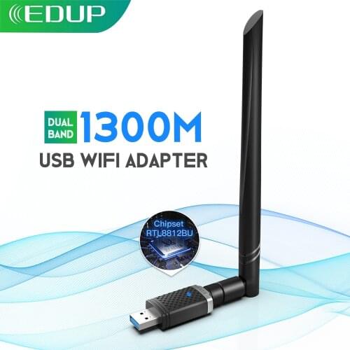 EDUP USB WIFI Adapter 1300Mbps 5Ghz 2.4Ghz Dual Band Wi-fi dongle RTL8812BU USB 3.0 Computer AC Network Card for PC Accessories