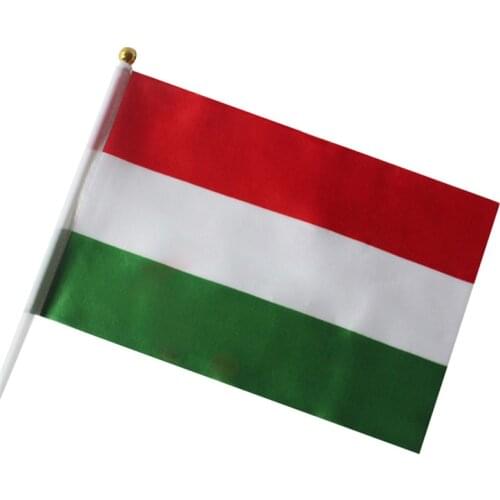 Hungary hand flag 5pcs Home Decoration 21*14cm Hungary hand waving flags with Plastic poles
