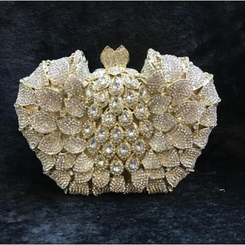 XIYUAN BRADN Vintage Retro Hollow Out wallet Women Crystal Clutch Evening Minaudiere Bag Wedding Handbag Bridal mini coin Purse