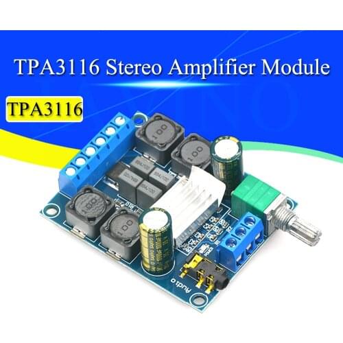 High Efficiency TPA3116 D2 Dual Channel 50Wx2 Amplifier Module DC 4.5-27V Digital Power 2 Channel Stereo Amplifier Board