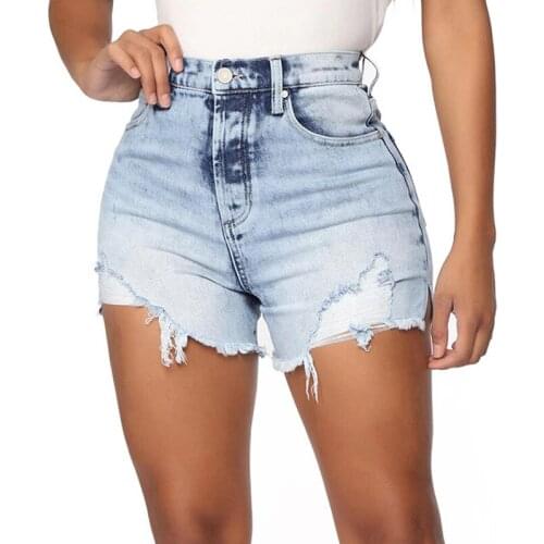 Vintage Tassel Ripped Hole Women High Waist Denim Shorts Casual Pocket Short Jeans Ladies Shorts