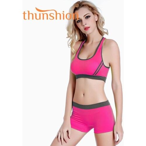 Thunshion 2 Pieces Yoga Fahion Suit Womens 2019 New Breathable Gym Clothes Super Elastic Tights Fitness Sexy Sportswear