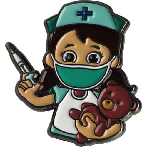 Nurse Badge Medical Healthcare Enamel Pin Funny bear patient Brooch Gift For Kids or Hospital Co Workers
