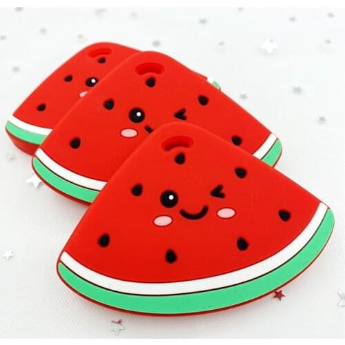 1Pcs Watermelon Silicone Baby Beads Cartoon Fruit DIY Pacifier Virtual Sensory Jewelry Gift Toy Accessories Teething Pearl