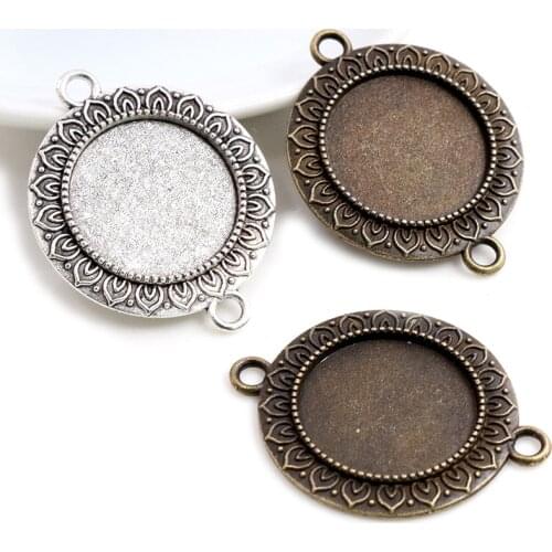 5pcs 20mm Inner Size Antique Silver Plated Bronze Classic Style Cabochon Base Setting Charms Pendant for Jewelry Making