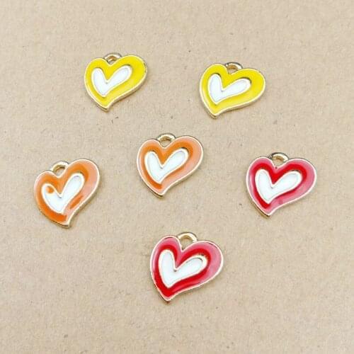 10pcs 12x13mm heart charm enamel charm for jewelry making fashion charm earring pendant metal charm