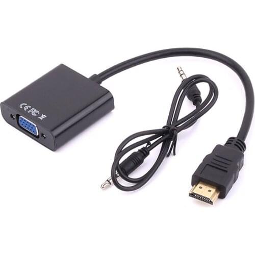 1080P HDMI to VGA Converter Adapter With Audio HDMI Male To Famale VGA Video Cable for PC Laptop Tablet 100pcs/lot