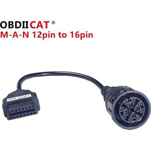 12Pin OBD2 to 16Pin Female Connector DLC OBDII for M-A-N Truck Diagnostic Extension Cable