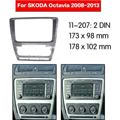 2 din Top Quality Radio Fascia for Octavia 2008-2013 Stereo Fascia Dash CD Trim Installation Kit 11-207